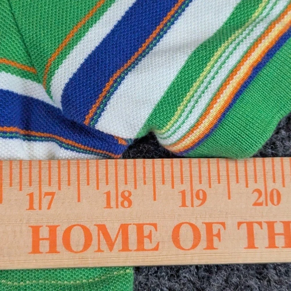 Polo Ralph Lauren Mens Small Custom Fit Green Striped Cotton Pique Polo Shirt